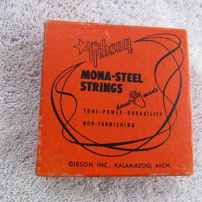 Gibson Mona-Steel Guitars Strings In Box 1950's Era Gibson Mona-Steel Guitars Strings In Box With 4 Strings Case Candy image 1
