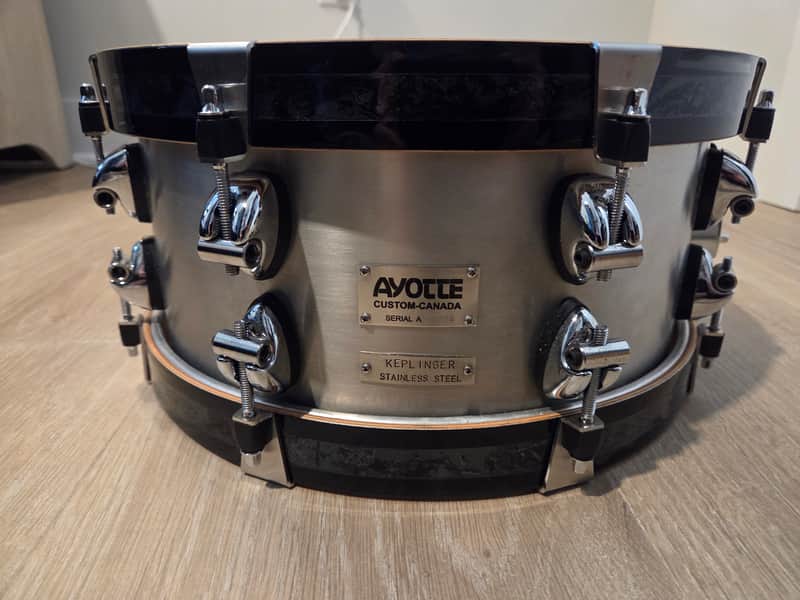 Ayotte Keplinger Stainless Steel 6.5x13 Snare Drum with Wood Hoops image 1