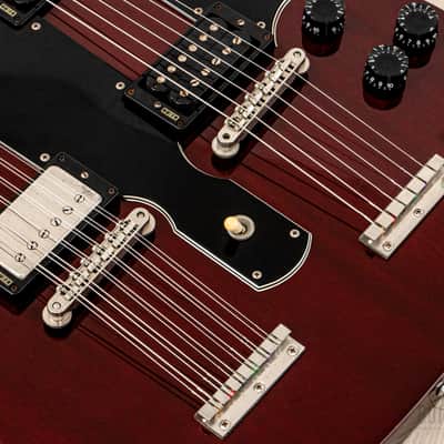 1990s Burny RSG-140 Vintage Double Neck SG, 6 & 12 String Guitar Cherry w/ Case & Tags, Japan image 8