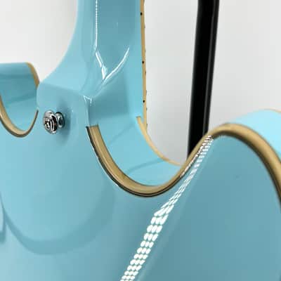 D'Angelico Premier DC Semi-Hollow with Stop-Bar Tailpiece 2021 - Sky Blue with D'Angelico Gig Bag image 10