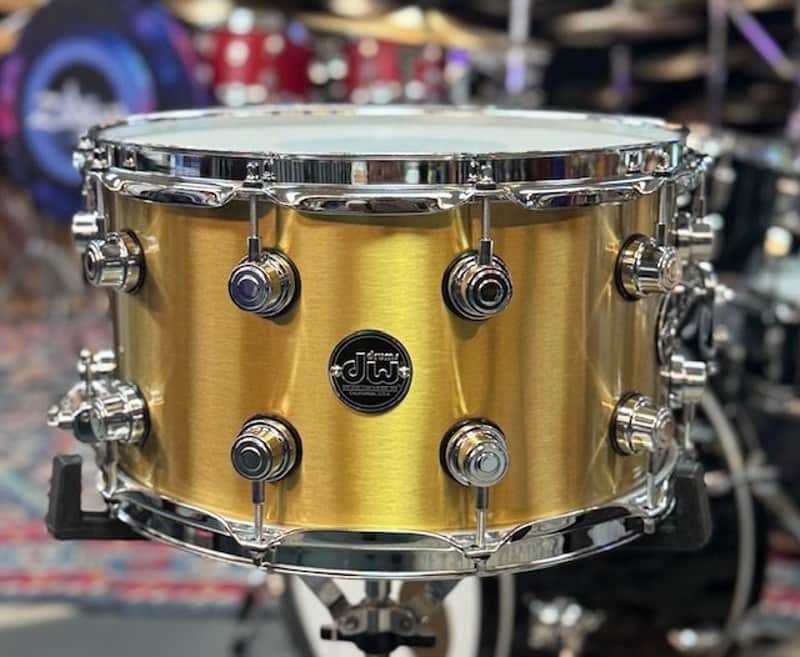 DW DRPM0814SSBP 8 x 14" PERFORMANCE POLISHED BRASS SNARE DRUM - FLOOR DEMO image 1