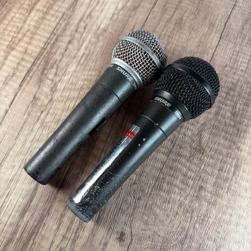 Pair of Shure SM58 Cardioid Dynamic Vocal Microphones, One w/ On/Off Switch