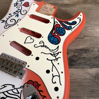 Made to Order - FRANCHIN Mercury guitar body and pickguard Jimi Hendrix MONTEREY REPLICA White and Red 100% Nitro Lacquer Alder Stratocaster-Strat-S-Style Made in Italy image 3