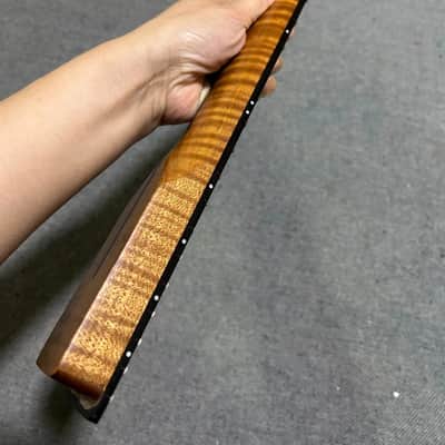 Left hand Ebony inlay 22fret Satin Roasted Flame Maple guitar neck part image 5