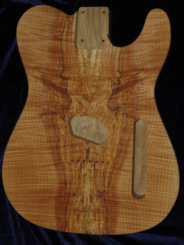 Figured Spalt Maple Top / Butternut Wood Tele Style Body Esquire 4lbs 1oz  #3677 UPS IMPORT CHARGES INCLUDED image 1