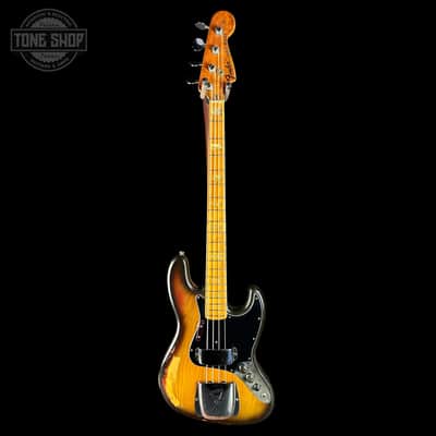 Vintage 1975 Fender Jazz Bass 3-Color Sunburst w/non original case TSU25058 image 2
