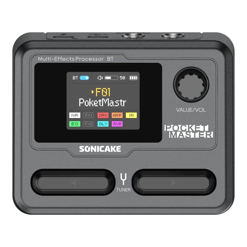 SONICAKE Pocket Master Mini Guitar Bass Amp Modeling IR Cabinets Multi-Effects 1.77" LCD color screen Built-in battery,price include the import duty for US buyer image 1