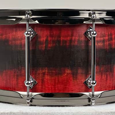 Craviotto 6.5x14" Private Reserve Solid Curly Maple Snare Drum - 2023 Red/Black Satin Duco Fade image 4