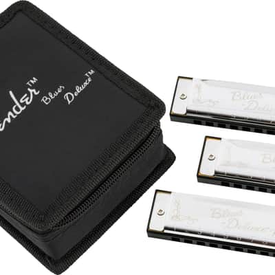 Set of 3 Fender Blues Deluxe Harmonicas - C,G,A keys image 1