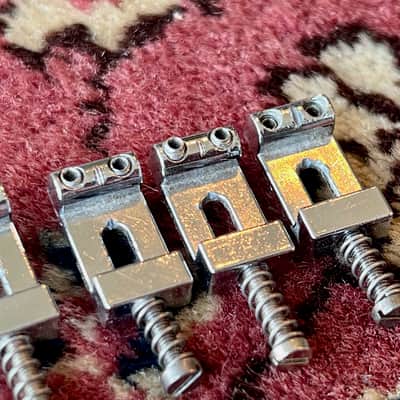 Original set (6) 1970's Fender Strat Die Cast Bridge Saddles 027037 image 6