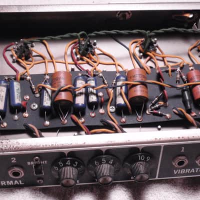 Fender Tremolux 2-Channel 35-Watt 2x10" Piggyback Guitar Amp 1963 - 1965 - Black Panel image 17