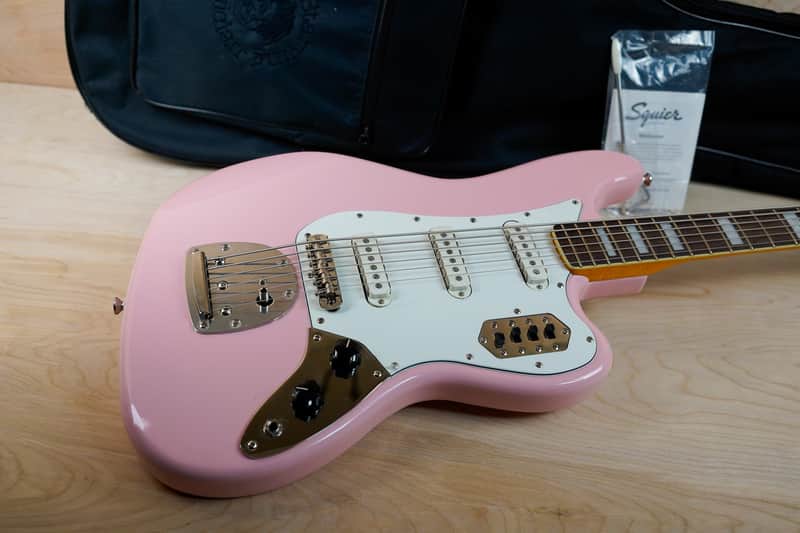 Squier by Fender Bass VI 2022 Shell Pink w/ Gig Bag | Reverb
