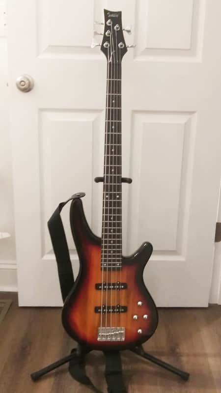 Glarry GIB Electric 5 String Bass Guitar Full Size SS Pick-up Sunset image 1