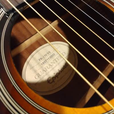 Epiphone 2018 PR150VSAE Tobacco Sunburst Acoustic Electric w/Padded Gig Bag image 16