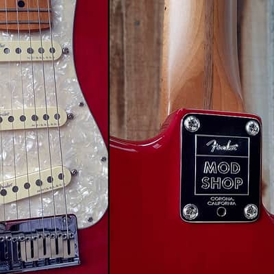 Fender Mod Shop Stratocaster - Crimson Red Transparent over Mahogany - LEFTY image 7