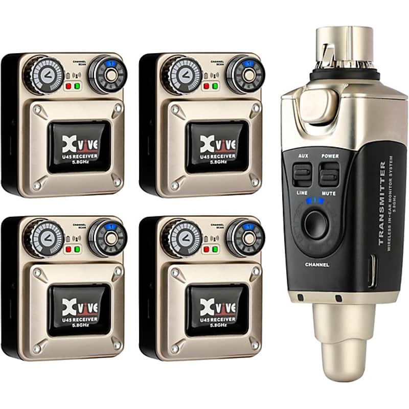 Xvive  U45 In-Ear Wireless Monitor System With Transmitter and 4 Receivers (5.8 GHz)  2025 - Gold image 1