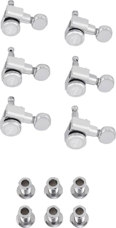 Fender Deluxe Locking Staggered Guitar Tuners, Vintage Buttons, Chrome image 1