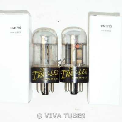 NOS Date Matched Pair Sylvania USA 6SN7GTA Chrome Dome Vacuum Tubes image 2