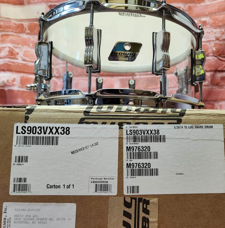 Ludwig *Pre-Order* Vistalite Clear 6.5x14" Zep Bonham Snare Drum Molded Acrylic with Bowtie Lugs | Made in the USA | NEW | Special Order | Authorized Dealer image 1