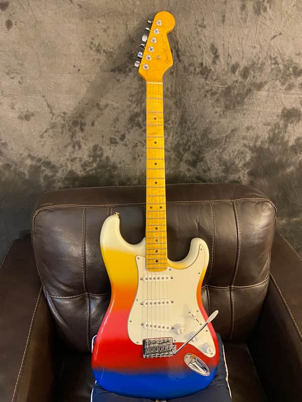 Son Set Beach (Fender) StratoCaster 2013 - Custom Multicolor - Sunset Rainbow on White image 1