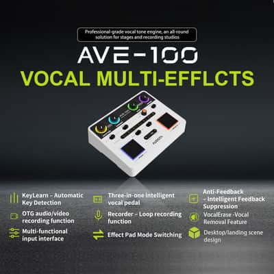 Audota Ave-100 Vocal Multi-effects Processor with Reverb, Delay, Pitch Correction, Three Harmony Modes, Automatic Key Detection, and a Vocal Cancellation Function image 2