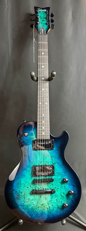 Schecter Solo-II Standard Electric Guitar Ocean Blue Burst Burl Finish image 1