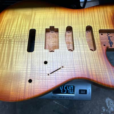 Warmtone CG Hss Strat Style Guitar Body Flamed Maple “Sunrise” 4.5lbs image 7