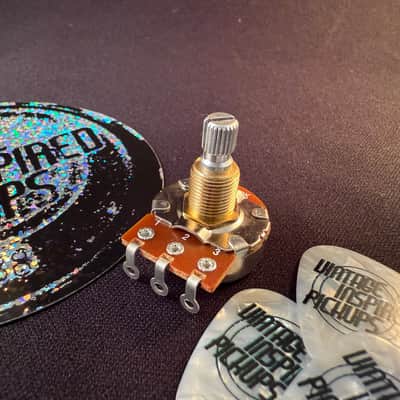 2 Vintage Inspired Pickups VIPots 550k US split shaft authentic audio taper pot CRL replica image 1