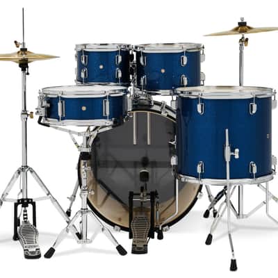 PDP Center Stage 5-Piece Drum Kit with Hardware Cymbals and Throne - Royal Blue Sparkle (PDCE2215KTRB) image 4