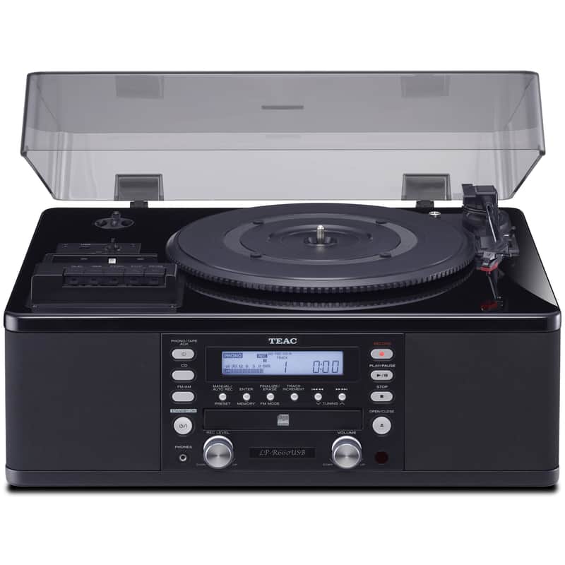 TEAC - LP-R660USB-PB - CD Record with Cassette Player and Turntable - Piano Black image 1