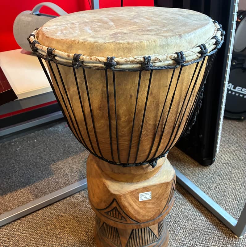 Hand-Carved Rope-Tuned Djembe Drum (Natural Goat Skin Head) image 1