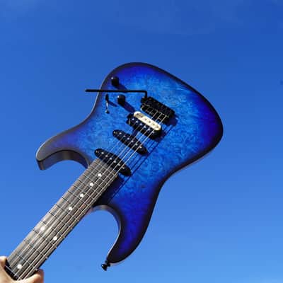 Schecter CUSTOM SHOP USA Sunset Custom-II - Ocean Blue Burst Satin 6-String w/ Case image 1