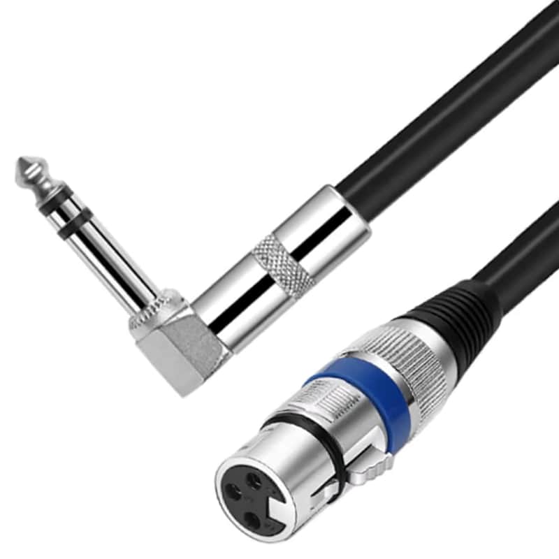 Right Angle XLR to 1/4 inch Microphone Cable, PVC Shelled 6.35mm 1/4 inch TRS Male to XLR Female Unbalance Interconnect Microphone Audio Cable Adapter for Speaker Mic Guitar Mixer (2m) image 1
