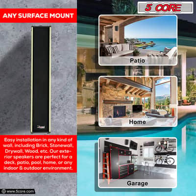 2PCS 5Core Outdoor Speakers Stereo In Wall Speaker Pair 300W Peak Passive Outside Surface Mount Wired Waterproof Patio House Garage Indoor Exterior Audio System Out Door Bocinas Para Casa-WS 30T 2 PCS image 6