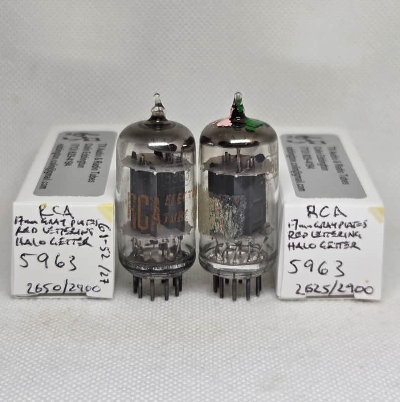 RCA 5963 Halo Getter Gray Plate Well Matched Pair (9.4%) NOS 12AU7 12AU7A 5963 image 1