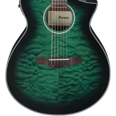 Ibanez AEWC16QATEH Acoustic/Electric Guitar Transparent Emerald Burst High Gloss image 1