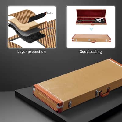 Portable Tweed Hard-Shell Case for Electric Bass Guitar | Locking Hardshell, Plush Lined image 3