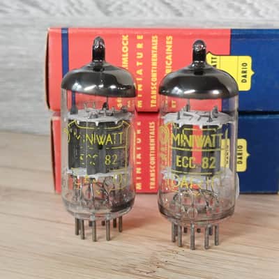 Rare NOS NIB early 70's PHILIPS AMPEREX 12AU7 ecc82  DIMPLED DISC GETTER  Heerlen perfect matched pair very strong, fully tested Superb sounding tubes ! image 3