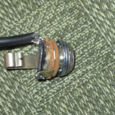 used 1997 Gibson control harness: 1 vol pot & 1 tone pot short shaft +nut/washer,wires,wire insualtion,capacitor,jack+nut/washer,switch +switch tip,nut +comes w/ new switch washer (NO other parts included) from The Hawk guitar (guitar NOT included) image 25