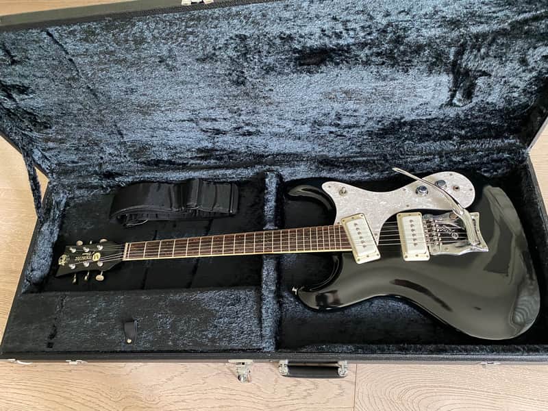 Rare & Collectable Mosrite The Ventures 55th Award Order Made Black Vibramute Tremolo OHSCBlack image 1
