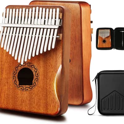 Kalimba Thumb Piano 17 Keys with Mahogany Wood,Mbira,Finger Piano Builts-in Waterproof Protective Box, Easy to Learn Portable Musical Instrument,Gift for Beginners (Mahogany) image 1