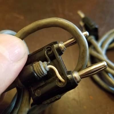 ONE (1) Switchcraft etc. TT Bantam test cable MK871GS TRS Motorola dual banana plug 1970s - grey plastic image 5