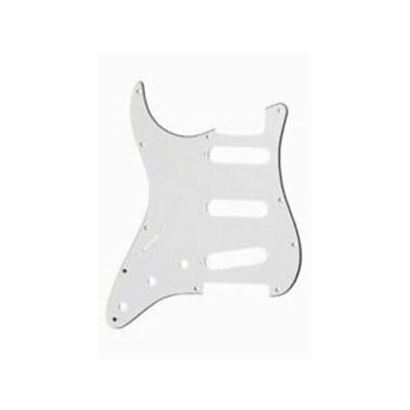 Allparts Pick guard for Strat, left-handed, (11 screw holes), White  3-ply  (W/B/W), .090" image 1