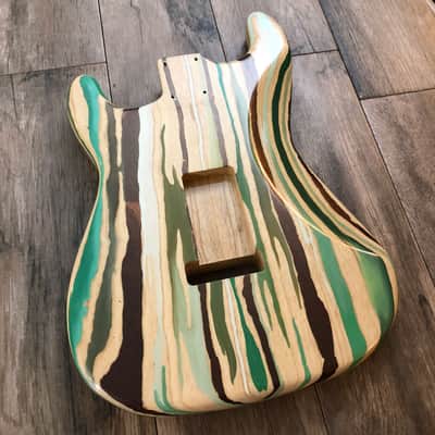FRANCHIN Mercury guitar body Colorful Wood Grain Green Oil Paint and Bronze Metallic Leaf Swamp Ash S-type Made in Italy - Stock piece #03700918 image 9