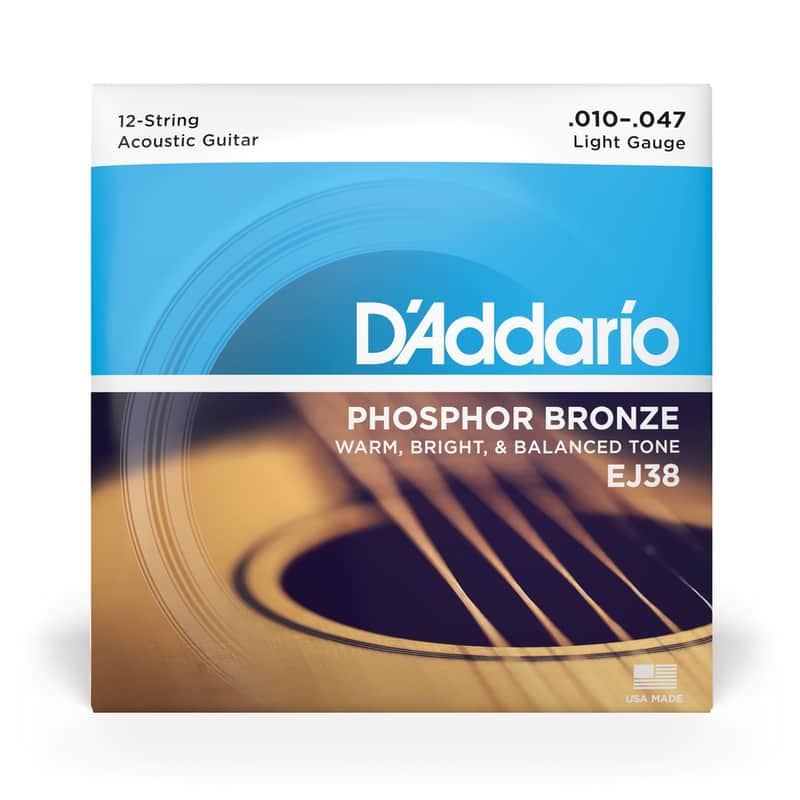 D'Addario Phosphor Bronze 12-String Set, 10-47, Light, EJ38 image 1