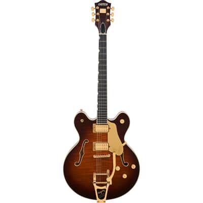 Gretsch Broadkaster LX Figured Center Block with String-Thru Bigsby GHW Havana Burst - Semi Acoustic Guitar image 6