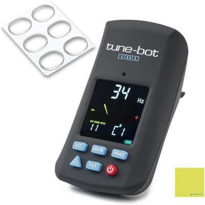 Tune Bot Studio Digital Drum Tuner Bundle with Liquid Audio Drum Dampening Pads and Instrument Polishing Cloth - TBS-001 Professional Clip On Drum Tuner for Acoustic Drum Kits image 1