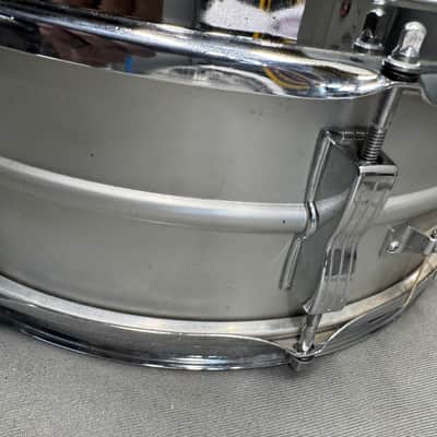 Vintage Ludwig Acrolite Aluminum Snare Drum 8 Lug 14x5” Blue Olive Badge 1976 76 Acrolite 1979 - Brushed Aluminum image 6