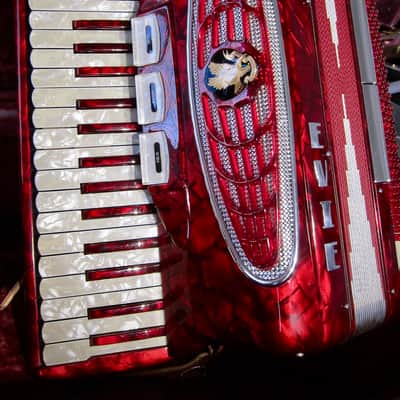 Vintage 1960s Silvio Soprani Accordion Model 8643 Full Size Red Mother Of Pearl with Original HSC image 7