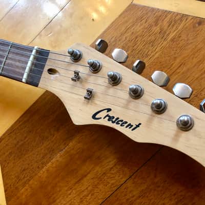 Vintage Crescent Red Sparkle Electric Guitar Stratocaster style image 7
